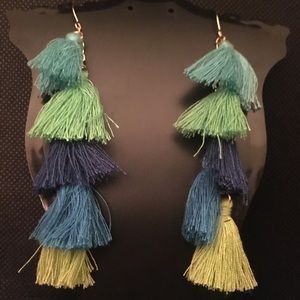 Color Blocked Tassel Earrings NWOT